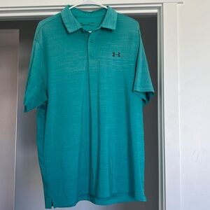 Men’s Under Armor Loose Heat Gear Golf Polo, Teal color, size XL